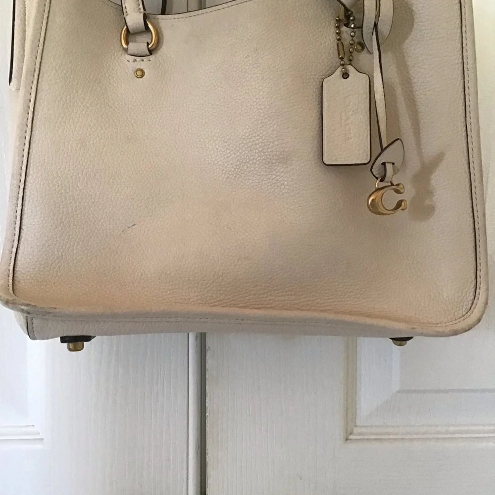 Coach Cream Leather Satchel with Detachable Strap